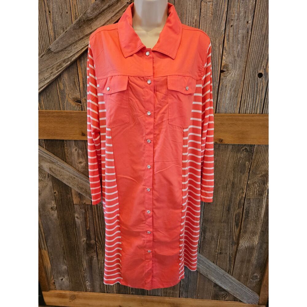 DG2 Diane Gilman Pink Pearl Snap Tunic Dress 1X Plus
